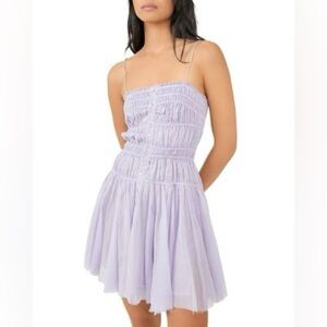 Free People Lavender Lausanne Slip Dress
